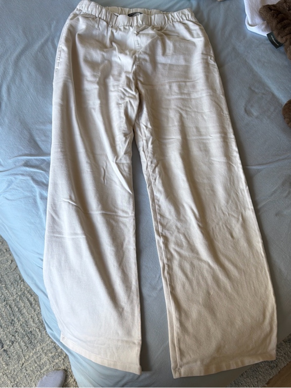 Brandy Melville Cream Wide Leg Lounge Pants